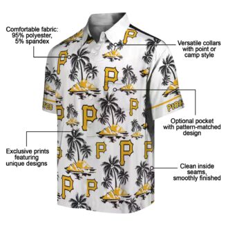Pittsburgh Pirates Hawaiian Summer Shirt - Palm Island Black White Print for Men