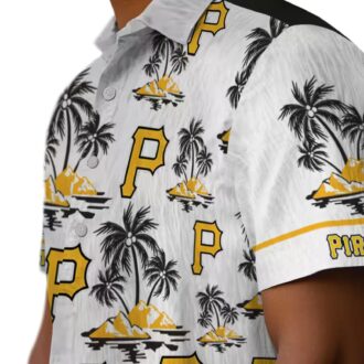 Pittsburgh Pirates Hawaiian Summer Shirt - Palm Island Black White Print for Men