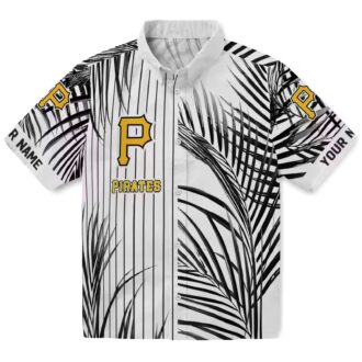 Pittsburgh Pirates Palm Stripes Hawaiian Shirt - Black & White Tropical Baseball Shirt for Summer