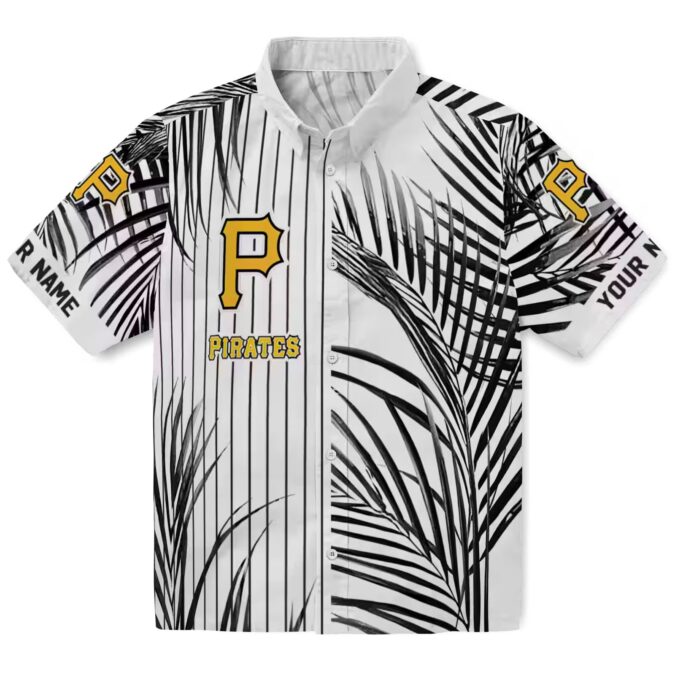 Pittsburgh Pirates Palm Stripes Hawaiian Shirt - Black & White Tropical Baseball Shirt for Summer