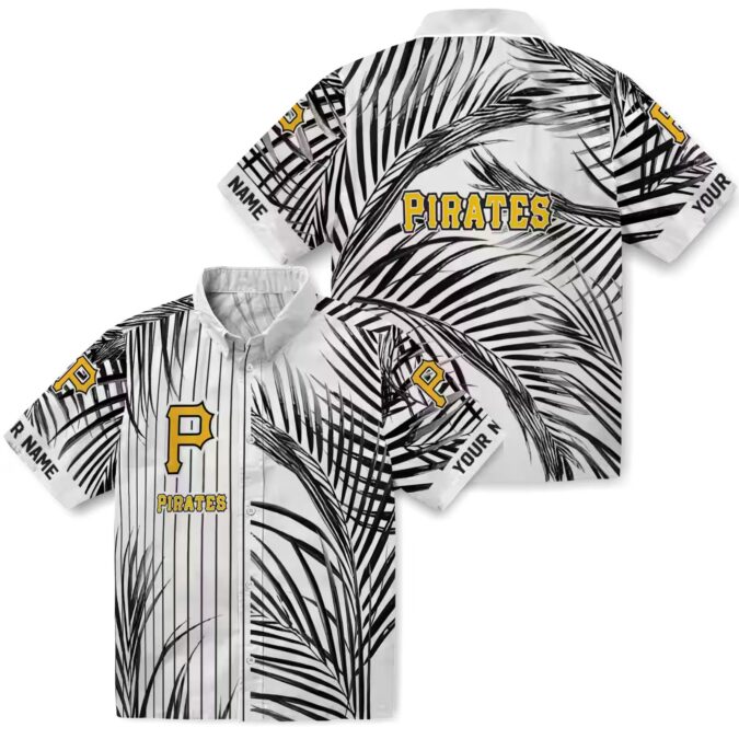 Pittsburgh Pirates Palm Stripes Hawaiian Shirt - Black & White Tropical Baseball Shirt for Summer
