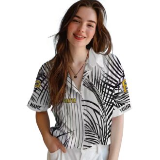 Pittsburgh Pirates Palm Stripes Hawaiian Shirt - Black & White Tropical Baseball Shirt for Summer