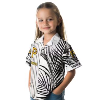 Pittsburgh Pirates Palm Stripes Hawaiian Shirt - Black & White Tropical Baseball Shirt for Summer