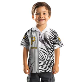 Pittsburgh Pirates Palm Stripes Hawaiian Shirt - Black & White Tropical Baseball Shirt for Summer