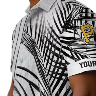 Pittsburgh Pirates Palm Stripes Hawaiian Shirt - Black & White Tropical Baseball Shirt for Summer