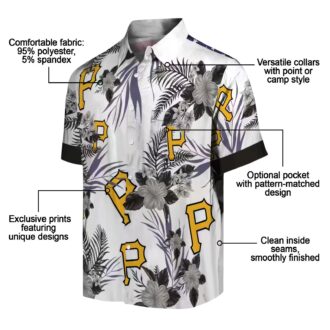 Pittsburgh Pirates Patriotic Hibiscus Hawaiian Shirt - Black & White Tropical Summer Shirt for Fans