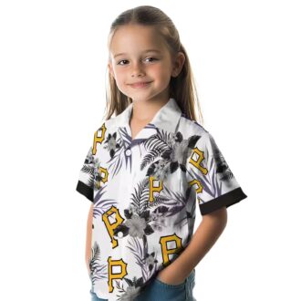 Pittsburgh Pirates Patriotic Hibiscus Hawaiian Shirt - Black & White Tropical Summer Shirt for Fans