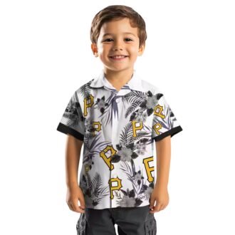 Pittsburgh Pirates Patriotic Hibiscus Hawaiian Shirt - Black & White Tropical Summer Shirt for Fans