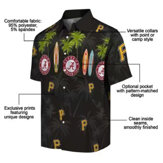 Pittsburgh Pirates Surfboard Palm Black Hawaiian Shirt - MLB Team Fan Apparel for Summer