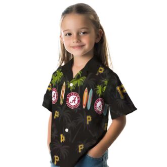 Pittsburgh Pirates Surfboard Palm Black Hawaiian Shirt - MLB Team Fan Apparel for Summer