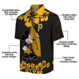 Pittsburgh Pirates Surfing Mickey Hawaiian Shirt - Black Tropical MLB Shirt for Summer BBQ