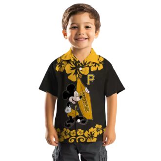 Pittsburgh Pirates Surfing Mickey Hawaiian Shirt - Black Tropical MLB Shirt for Summer BBQ