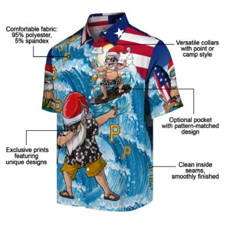 Pittsburgh Pirates Tropical Blue Surfing Santa Hawaiian Shirt - MLB Fans Summer Shirt
