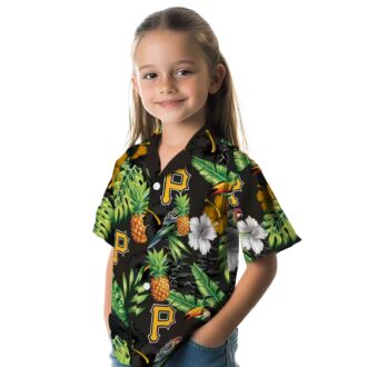 Pittsburgh Pirates Tropical Hibiscus Pineapple Hawaiian Shirt - Summer Black & Green Aloha Shirt for Men