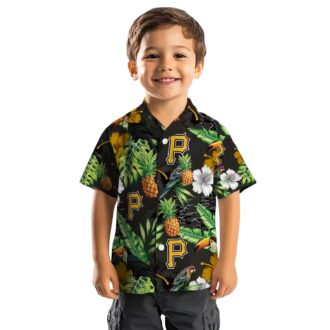 Pittsburgh Pirates Tropical Hibiscus Pineapple Hawaiian Shirt - Summer Black & Green Aloha Shirt for Men