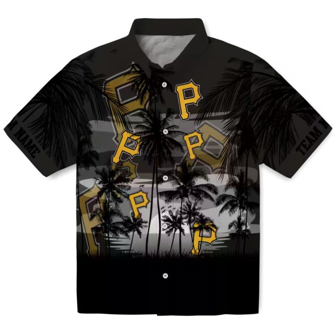Pittsburgh Pirates Tropical Sunset Hawaiian Shirt - Black Summer Fanwear