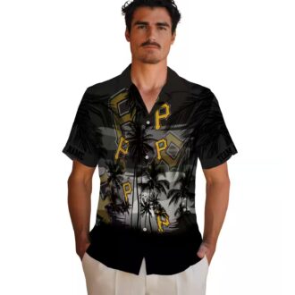 Pittsburgh Pirates Tropical Sunset Hawaiian Shirt - Black Summer Fanwear
