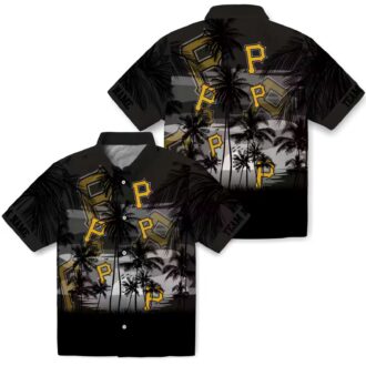 Pittsburgh Pirates Tropical Sunset Hawaiian Shirt - Black Summer Fanwear