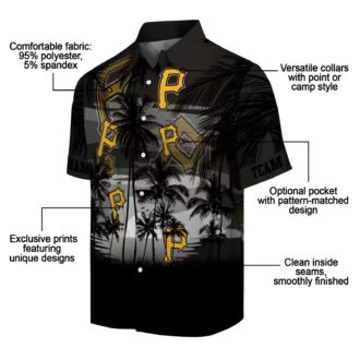 Pittsburgh Pirates Tropical Sunset Hawaiian Shirt - Black Summer Fanwear