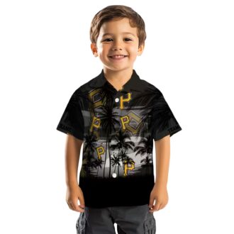 Pittsburgh Pirates Tropical Sunset Hawaiian Shirt - Black Summer Fanwear