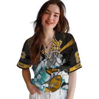 Surfing Skeleton Pittsburgh Pirates Shirt - Black Blue Tropical Hawaiian Fan Gift