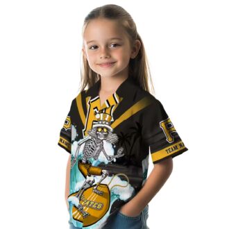 Surfing Skeleton Pittsburgh Pirates Shirt - Black Blue Tropical Hawaiian Fan Gift