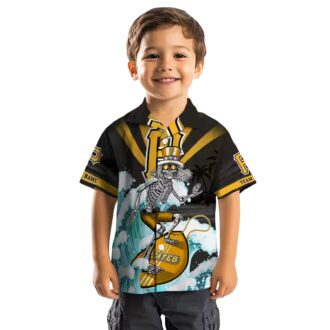 Surfing Skeleton Pittsburgh Pirates Shirt - Black Blue Tropical Hawaiian Fan Gift