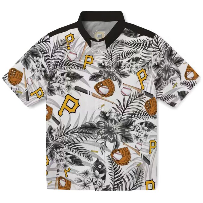 Trending Pittsburgh Pirates Aloha Shirt - Black White Floral Baseball Gift Idea