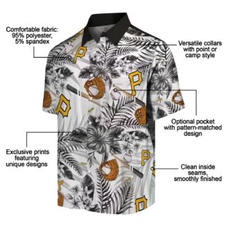 Trending Pittsburgh Pirates Aloha Shirt - Black White Floral Baseball Gift Idea
