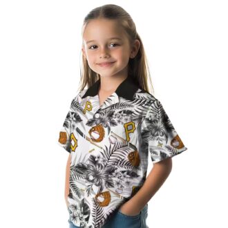 Trending Pittsburgh Pirates Aloha Shirt - Black White Floral Baseball Gift Idea