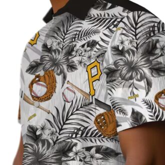 Trending Pittsburgh Pirates Aloha Shirt - Black White Floral Baseball Gift Idea