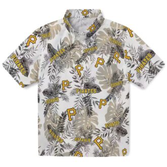 Tropical Leaves Pittsburgh Pirates Hawaiian Shirt - Black & White MLB Summer Shirt