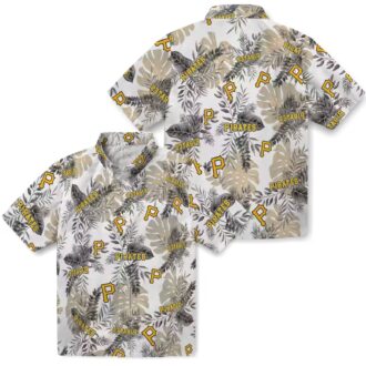 Tropical Leaves Pittsburgh Pirates Hawaiian Shirt - Black & White MLB Summer Shirt
