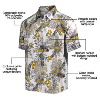 Tropical Leaves Pittsburgh Pirates Hawaiian Shirt - Black & White MLB Summer Shirt