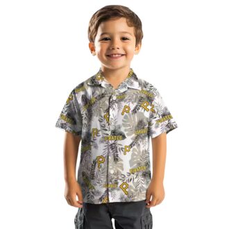 Tropical Leaves Pittsburgh Pirates Hawaiian Shirt - Black & White MLB Summer Shirt