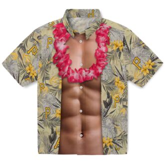 Unique Pittsburgh Pirates Hawaiian Shirt for Men - Black Chest Illusion Floral Aloha Style