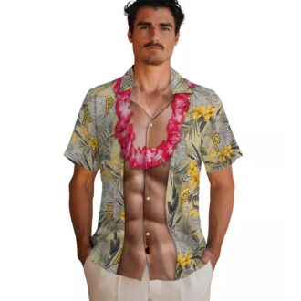 Unique Pittsburgh Pirates Hawaiian Shirt for Men - Black Chest Illusion Floral Aloha Style
