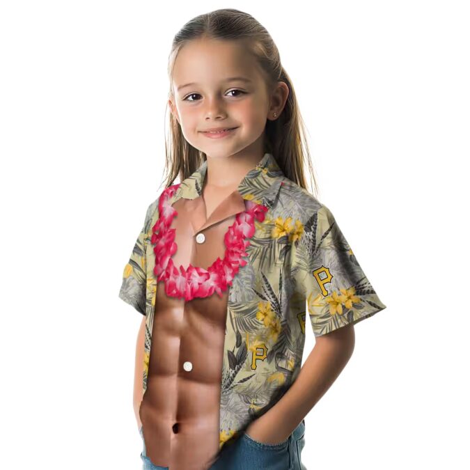 Unique Pittsburgh Pirates Hawaiian Shirt for Men - Black Chest Illusion Floral Aloha Style