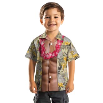 Unique Pittsburgh Pirates Hawaiian Shirt for Men - Black Chest Illusion Floral Aloha Style