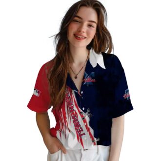 Blue & White Philadelphia Phillies MLB Hawaiian Shirt - Edgy Streaks Blue White Design