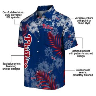 Blue Philadelphia Phillies Hawaiian Shirt with Hibiscus Print - Perfect for Summer