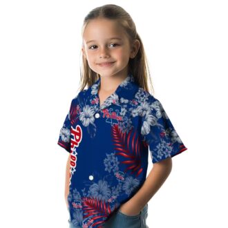 Blue Philadelphia Phillies Hawaiian Shirt with Hibiscus Print - Perfect for Summer