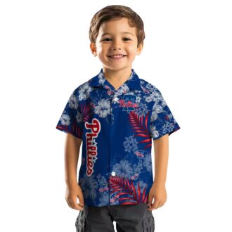 Blue Philadelphia Phillies Hawaiian Shirt with Hibiscus Print - Perfect for Summer
