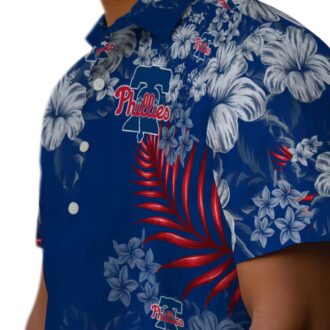 Blue Philadelphia Phillies Hawaiian Shirt with Hibiscus Print - Perfect for Summer