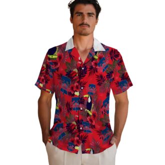 Floral Toucan Philadelphia Phillies Hawaiian Shirt in Blue & Red - MLB Team Shirt for Summer Fun
