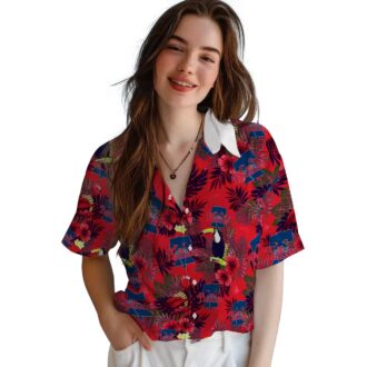 Floral Toucan Philadelphia Phillies Hawaiian Shirt in Blue & Red - MLB Team Shirt for Summer Fun