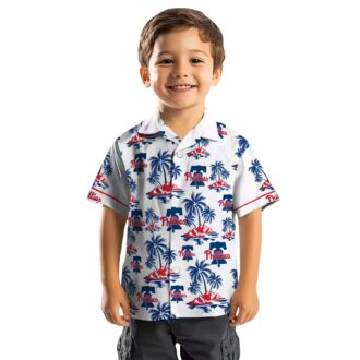 Men's Philadelphia Phillies Hawaiian Button-up Shirt - Palm Island Blue White Summer Fan Gear