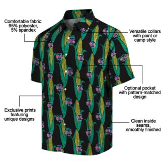 Men’s Philadelphia Phillies Black Green Hawaiian Shirt with Corn Motifs - MLB Summer Apparel