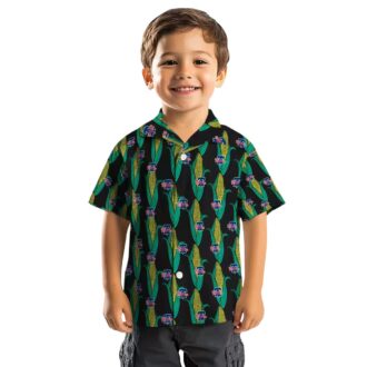 Men’s Philadelphia Phillies Black Green Hawaiian Shirt with Corn Motifs - MLB Summer Apparel