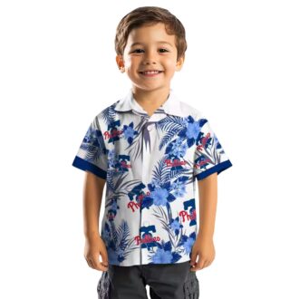 MLB Philadelphia Phillies Patriotic Hibiscus Blue White Hawaiian Shirt for Men